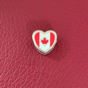 Pandora Canada Flag Bead Heart Charm Exclusive Travel Pendant S925 Silver